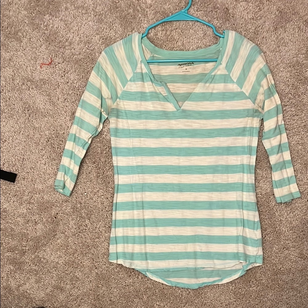 Arizona Women's Striped Blue and White Top